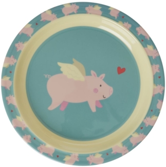 Rice Flying Pig Print Melamine Kinder Speiseteller