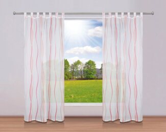 my home Gardine DIMONA, Schlaufen (2 St), transparent, Voile, 2-er Set, Voile, Polyester, Wellen