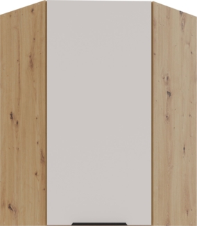 Küchen Eckhängeschrank 60x60 cm Küche SOLANO Kaschmir beige matt + Eiche Artisan matt Küchenzeile Küchenblock Einbauküche Höhe 90 cm