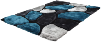 Vente-unique - Hochflorteppich - 120 x 170 cm - Türkis & Grau - PIETRA