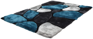 Vente-unique - Hochflorteppich - 120 x 170 cm - Türkis & Grau - PIETRA