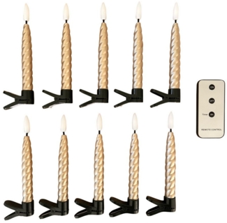 Online-Fuchs LED-Christbaumkerzen - Weihnachtskerzen kabellos mit realistischer Flamme und Fernbedienung, inkl. 6-Stunden Timer - Rot, Silber, Champagner, Berry, Blau