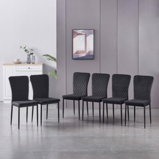 JYMTOM Esszimmerstuhl Samt/Kunstleder, hoher Lehne, Metallgestell, 4/6er-Set (6 St), Samt, Gitter-Design, für Wohnzimmer, Büro, Klassenzimmer