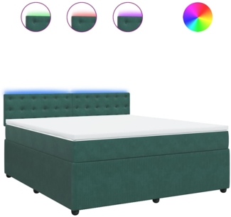 vidaXL Boxspringbett mit Matratze Dunkelgrün 180x200 cm Samt 3290121