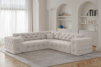 Ecksofa Designersofa CHANTAL in Stoff Moly Creme Seite Universal