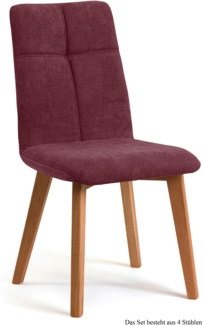 Esszimmerstuhl (4er-Set) Dillian 47 x 92 x 60 Eiche geölt/Marsala