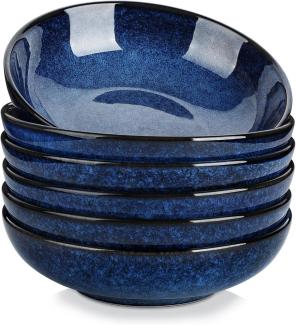 vancasso Stern Suppenteller 6er Set 1140 Ml groß Blau Steinzeug Salatschalen