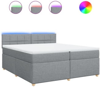 vidaXL Boxspringbett mit Matratze Hellgrau 200x200 cm Stoff 3289087