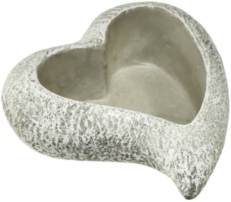 Viana Pflanzschale Steinguss Herz Pflanzschale Grau Weiß Deko Pflanzherz 19×19×7cm