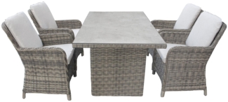 Ria Dining Lounge Set, Polyrattan, grau, für 4 Personen