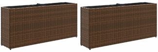 vidaXL Pflanzkübel mit 2 Töpfen 2 Stk. Braun 90x20x40 cm Poly Rattan 3210514