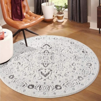 Carpet City Teppich LOUNGE 0638, rund, Höhe: 15 mm, Kurzflor-Teppich Modern, Hoch-Tief-Struktur, Wohnzimmer, Schlafzimmer