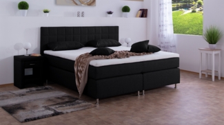 Meisterbetten Boxspringbett Inka 160x200 in WT-Schwarz, Matratzenbezug Nano, Komfortschaum-Topper