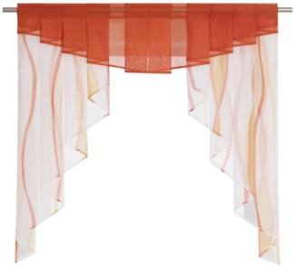 Joyswahl Scheibengardine, Stangendurchzug (1 St), transparent, Tunnelzug Voile Kurzstore,für Kleinfenster, Wellen Druck