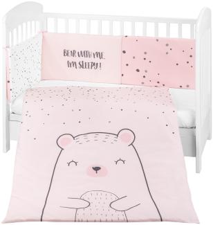 Kikkaboo Babybettwäscheset Bär 3tlg Decke 135x95 cm Nestchen 180x35 cm Bezug rosa