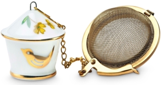 PiP Studio Teesieb Floral Birdhouse Teesieb, Porzellan / Edelstahl, Tea Infuser Birdhouse