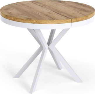 WFL GROUP Esstisch Cloud (erhältlich in 3 Größen – 90/100/120 cm ausziehbar auf 170/180/200 cm), platzsparender Tisch in Holzoptik für Küche, Esszimmer oder Wohnzimmer