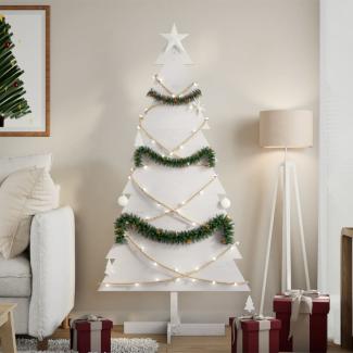 vidaXL Weihnachtsbaum zum Schmücken Weiß 150 cm Massivholz Kiefer 858193