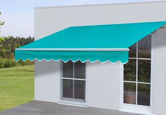 Alu-Markise HWC-E49, Gelenkarmmarkise Sonnenschutz 2,5x2m ~ Polyester Türkis