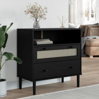 vidaXL Sideboard SENJA Rattan-Optik Schwarz 80x40x80 cm Kiefernholz 358021