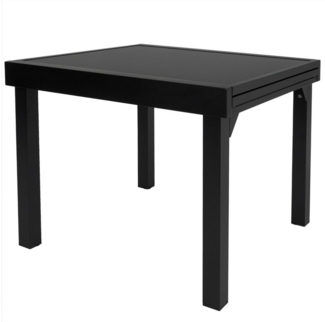 ib style Gartentisch Diplomat Quadro Ausziehtisch 90 - 180 cm schwarz (Tisch), Gartentisch - ESG-Sicherheitsglas - Aluminium - ausziehbar