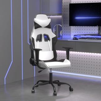 vidaXL Gaming-Stuhl mit Massagefunktion Weiß und Schwarz Kunstleder 345409