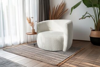 Drehsessel Aveiro 125 – Teddy-Sessel 82×84×71 cm weiß/grau