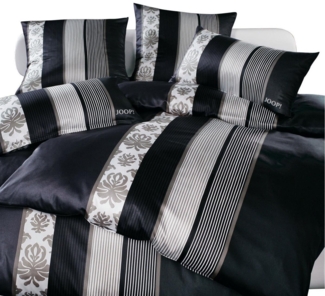 JOOP! Comfort Satin Bettwäsche Stripes 4022/9 schwarz 135x200 + Spannlaken 90/100x200 weiß