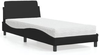 vidaXL Bett mit Matratze Schwarz 90x200 cm Kunstleder 3208337