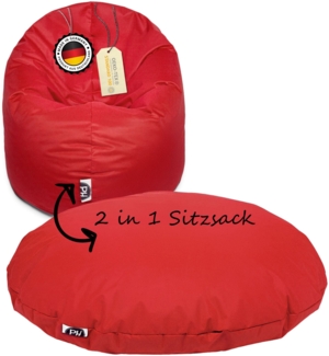 PATCH HOME 2 in 1 Sitzsack Sessel – Ø145 cm – Rot, bequemer Sitzsack aus Luxus-Polyester-Gewebe, bereits befüllt