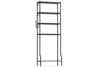 Songmics 4-stöckiges Toilettenregal mit verstellbaren Ablagen, schwarz, 30 x 63 x 176 cm