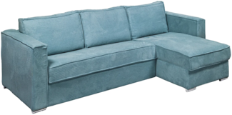 Vente-unique - Eckschlafsofa mit Matratze - Ecke wechselbar - Cord - Türkisblau - Liegefläche 140 cm - Matratze 18 cm - LORETO