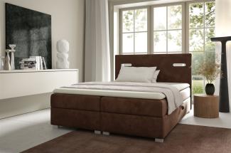 Boxspringbett Schlafzimmerbett CAPRICE 180x220cm Braun inkl. Ambiente-LED