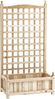 Flieks Blumenkasten mit Rankgitter aus Holz für Kletterpflanzen, 64 x 28 x 120 cm, Natur