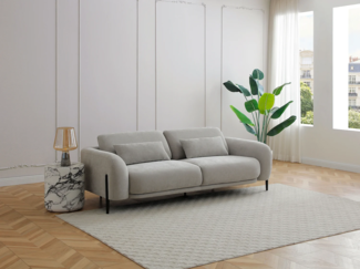 Vente-unique - Sofa 3-Sitzer mit verstellbarer Rückenlehne - Stoff Hellgrau - ARAVIO