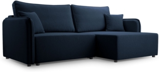 Selsey 'Kassian' Ecksofa mit Schlaffunktion und Bettkasten, marineblau, rechts