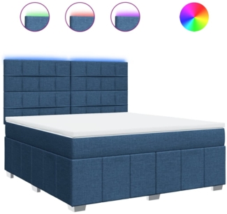 vidaXL Boxspringbett mit Matratze Blau 180x200 cm Stoff 3294053