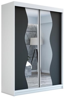 Schwebetürenschrank RIMA 2-türig Schrank 180 cm (mit Spiegel) Farbe: Weiß , schwarz