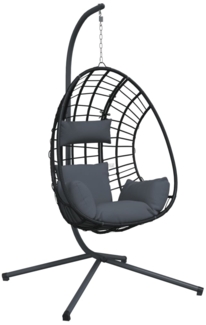 vidaXL Hängesessel Ei-Design mit Ständer Anthrazit Rattan und Stahl 4007409