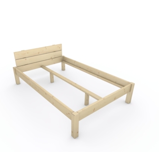 Pfostenbett "metallarm" Fichte Holzbett "Daybett" 120 x 190cm 38cm Einzelbett
