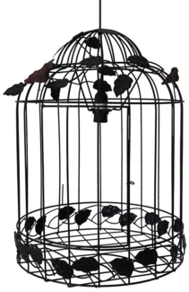 Grafelstein Hängeleuchte Hängelampe BIRDY schwarz braun Vogelkäfig Deckenlampe mit Blättern und