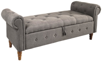 HTI-Living Truhenbank Gepolsterte Sitzbank mit Truhe Lora Leinen Grau (Stück, 1-St, 1 Sitzbank), Garderobenbank Récamière