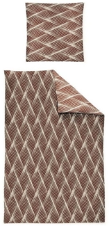 Irisette Flanell Bettwäsche Alpaka 8371-50 Rauten Braun Natur 135x200