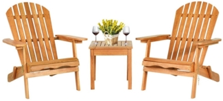 COSTWAY Balkonset, (3 tlg), 2 klappbare Gartenstühle mit Tisch, Massivholz, 180kg