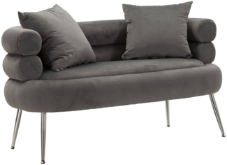 Dmora 2-Sitzer festes Sofa Casier, lineares Sofa, Sofa für Wohnzimmer, Lineare Stoffstruktur, 133x68 h69 cm, Grau und Silber