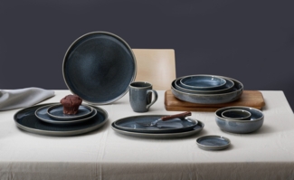 Servierplatte 33,5cm rund 2er Set Eda schiefer