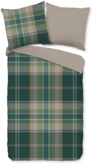 good morning Wendebettwäsche Dirkje, Biber, Flanell, 2 teilig, Flanell, Biber, Winter, Warm, Reißverschluss, Wendeoptik, Karo, grün