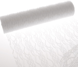 Deko AS Tischläufer Spitzen-Tischläufer "Boho Chic Lace" - weiß col. 01 - 300 mm - 9m/… (1-tlg, 1 Rolle Tischläufer), Strapazierfähig
