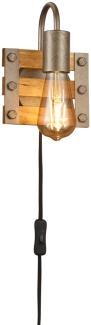 TRIO Leuchten LED Wandleuchte, LED wechselbar, Warmweiß, mit Schalter und Stecker Holz-lampe rustikal Vintage Industrial H 20cm