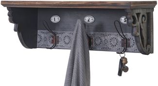 Wandgarderobe HWC-A43, Wandhaken, Tanne Holz massiv Vintage 22x60x18cm